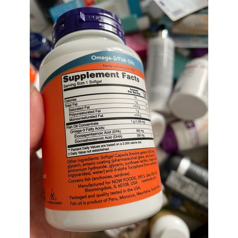 [MỸ] Viên Ultra Omega-3 Fish Oil Now 90 viên 500 EPA , 250  DHA