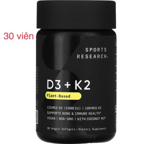 [MỸ] viên vitamin D3+K2 plant based 30 viên sports research