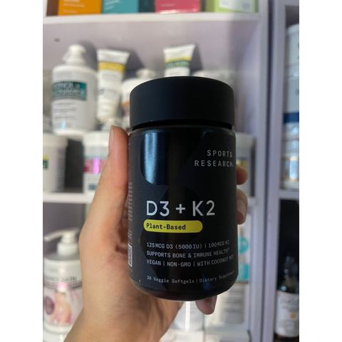 [MỸ] viên vitamin D3+K2 plant based 30 viên sports research