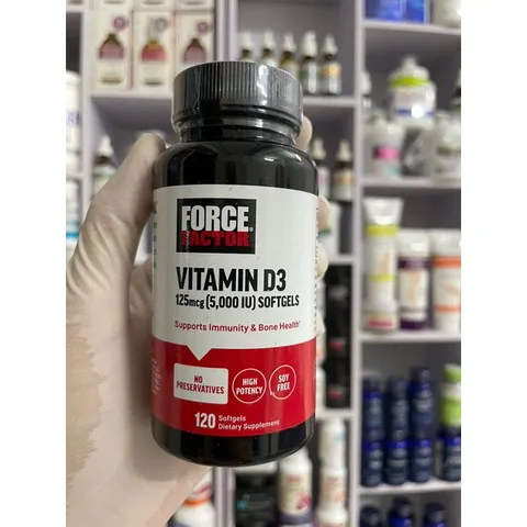 [MỸ] viên vitamin D3 125mcg / 5000 IU , 120 viên Force Factor Hỗ trợ miễn dịch và sức khỏe xương