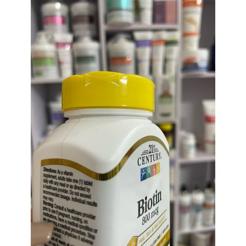 [MỸ] Viên Biotin 800mcg 21st Century 110 viên, Hỗ trợ tóc, da và móng tay
