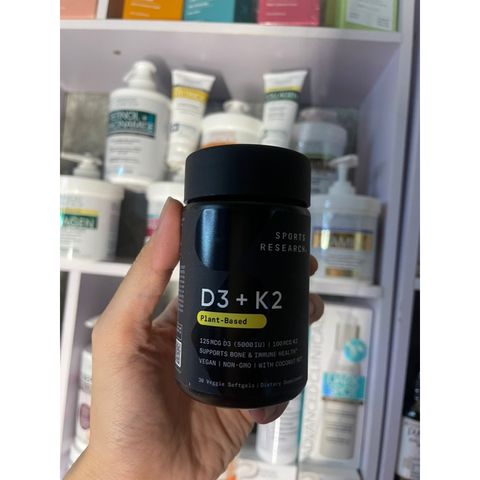 [MỸ] viên vitamin D3+K2 plant based 30 viên sports research