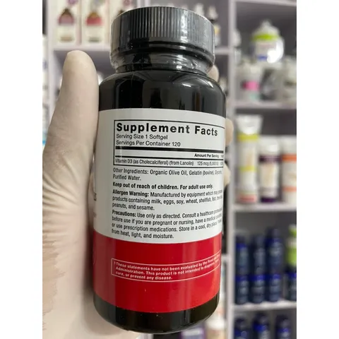 [MỸ] viên vitamin D3 125mcg / 5000 IU , 120 viên Force Factor Hỗ trợ miễn dịch và sức khỏe xương