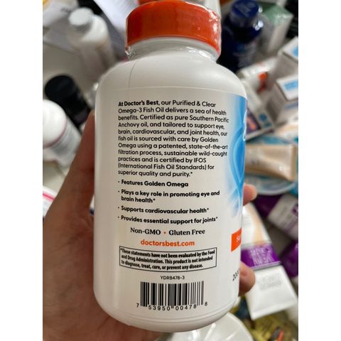 [MỸ] Viên Omega-3 Fish Oil Purified & Clear 2.000 mg Doctor's Best 120 viên