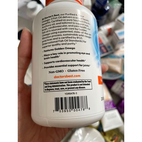 [MỸ] Viên Omega-3 Fish Oil Purified & Clear 2.000 mg Doctor's Best 120 viên