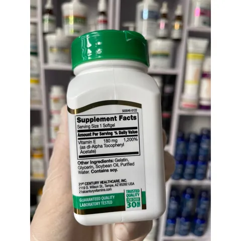 [MỸ] Viên Vitamin E 180mg ( 400 IU) 110 viên 21st Century giúp hỡ trợ da giảm khô sạm, tóc mềm mượt