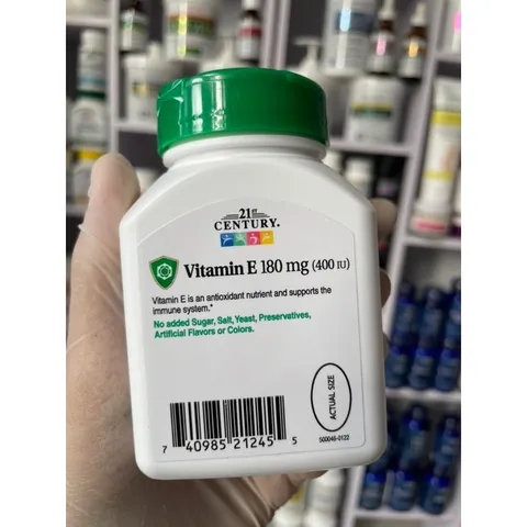 [MỸ] Viên Vitamin E 180mg ( 400 IU) 110 viên 21st Century giúp hỡ trợ da giảm khô sạm, tóc mềm mượt