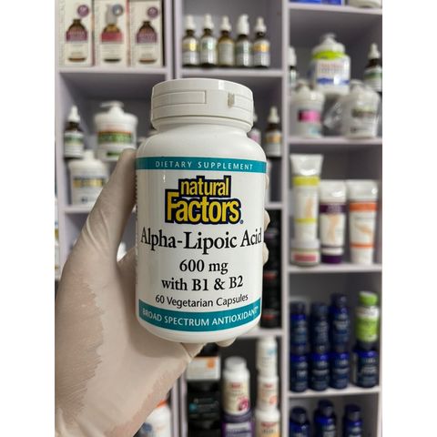 [MỸ] Viên Alpha-Lipoic Acid (ALA) with B1 & B2 600mg , 60 viên Natural factors giúp chống oxy hoá và bổ sung vitamin