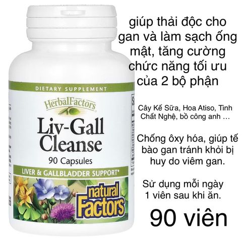 [MỸ] Viên Uống Tăng Cường Chức Năng Gan Túi Mật Natural Factors Liv-Gall Cleans 90 Viên