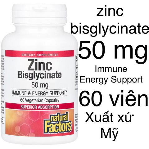 [Mỹ] Viên Zinc Bisglycinate 25mg Natural Factors