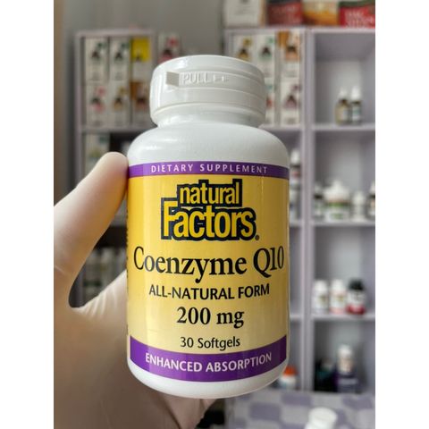 [MỸ] Viên uống Coenzyme Q10 200 mg Natural factors All-Natural Form chống oxy hóa