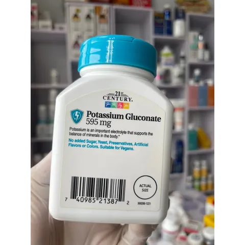 [MỸ] Viên Potassium Gluconate 595 mg 110 viên 21st century giúp bổ sung khoáng chất cho cơ thể (99mg kali )