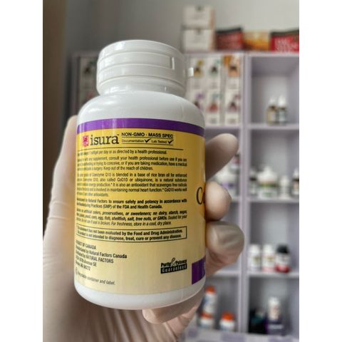 [MỸ] Viên uống Coenzyme Q10 200 mg Natural factors All-Natural Form chống oxy hóa