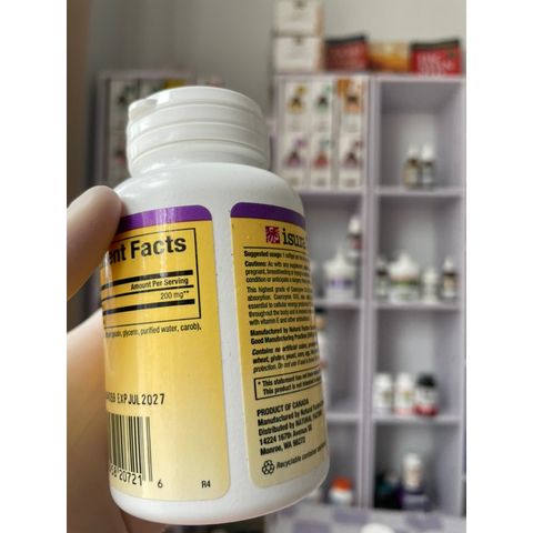 [MỸ] Viên uống Coenzyme Q10 200 mg Natural factors All-Natural Form chống oxy hóa