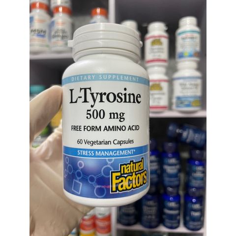 [MỸ] Viên L-Tyrosine 1000mg 60 viên ( 500mg per capsule ) Natural Factors tăng mức độ chất dẫn truyền tế bào TK
