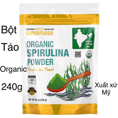 [MỸ] Bột Tảo Superfoods Organic Spirulina Powder California Gold Nutrition® 240g
