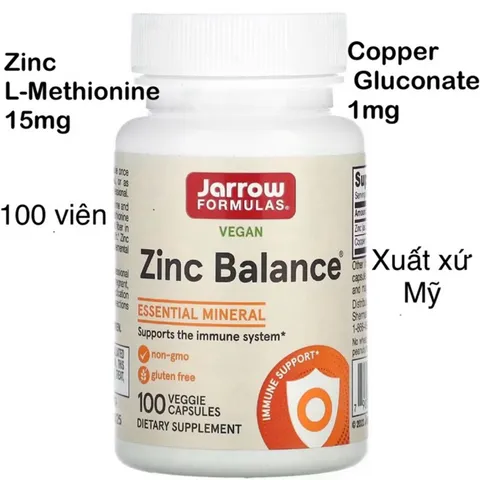 [MỸ] viên Zinc Balance® vegan 100 viên Jarrow Formulas