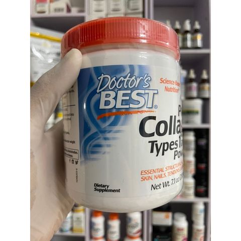 [MỸ] Bột Pure Collagen thuỷ phân types 1 & 3 200g Doctor’s Best Hỗ trợ cấu trúc thiết yếu cho tóc, da, móng, gân, xương.
