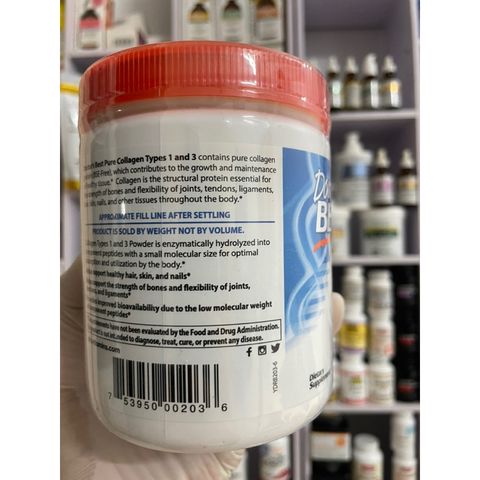 [MỸ] Bột Pure Collagen thuỷ phân types 1 & 3 200g Doctor’s Best Hỗ trợ cấu trúc thiết yếu cho tóc, da, móng, gân, xương.