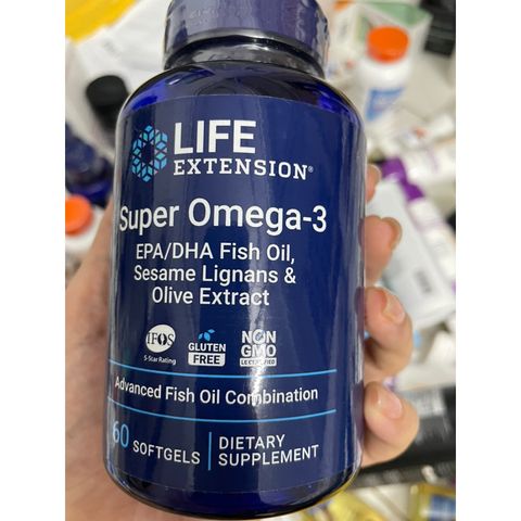 [MỸ] Viên Super Omega-3 EPA/DHA Fish Oil, Sesame Lignans & Olive Extract Life Extension 60 viên