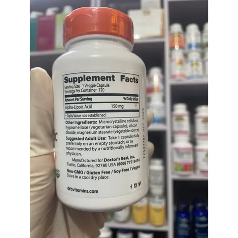 [MỸ] Viên Alpha-lipoic acid (ALA) 150mg, 120 viên Doctor’s Best làm trẻ hóa các tế bào phục hồi vitamin E, C glutathione