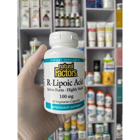 [MỸ] Viên R-Lipoic Acid 100mg 60 viêm Natural factors chống oxy hóa