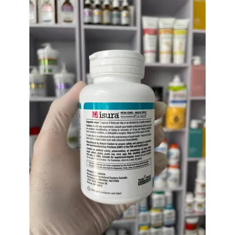 [MỸ] Viên R-Lipoic Acid 100mg 60 viêm Natural factors chống oxy hóa