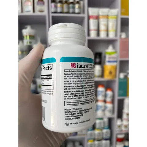 [MỸ] Viên R-Lipoic Acid 100mg 60 viêm Natural factors chống oxy hóa