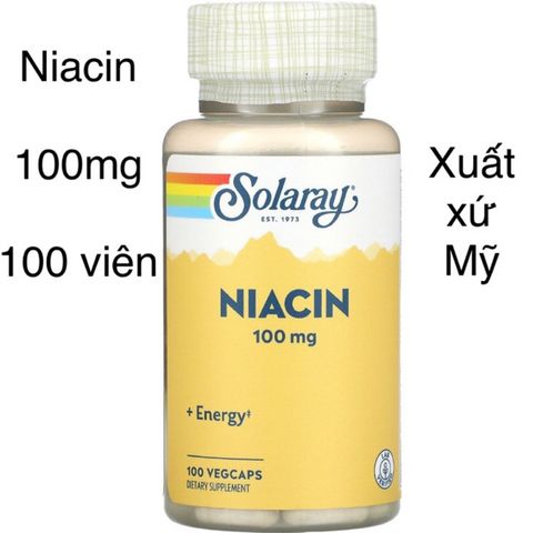 [Mỹ] viên Niacin 100mg SOLARAY 100 viên bừng đỏ