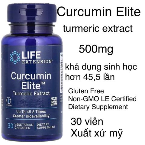 [MỸ] Viên Curcumin Elite 500mg turmeric extract Life extension 30viên khả dụng sinh học hơn 45,5 lần. chiết xuất Nghệ