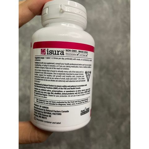 [MỸ] viên Zinc citrate 15mg, 90 viên ; zinc chelate 25mg, 90 viên. natural factors