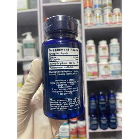 [MỸ] Viên N-acetyl-L-cysteine 600mg , 60 viên Life Extension Tăng mức độ Glutathione trong tế bào. Hỗ trợ gan phế quản