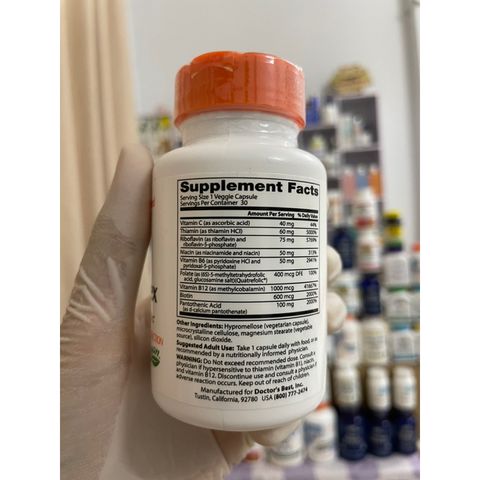 [MỸ] Viên Fully Active B Complex With Quatrefolic 30 viên Doctor's Best thuần chay Bổ sung chế độ ăn uống.