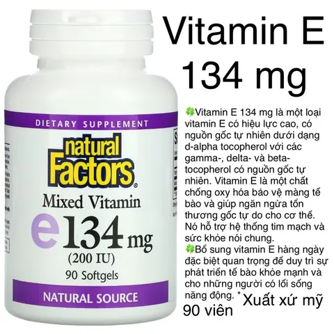 [MỸ] Viên vitamin E 134mg Mixed( 200 IU ) 90 viên natural factors