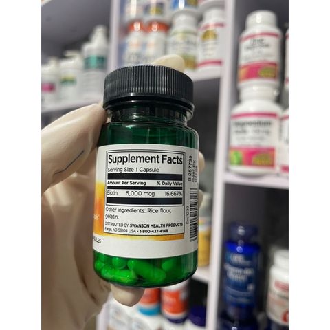 [MỸ] Viên Biotin 5,000mcg 30 viên Swanson Nuôi dưỡng tóc, da và móng bổ sung cho cơ thể