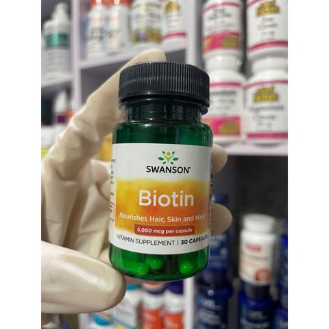 [MỸ] Viên Biotin 5,000mcg 30 viên Swanson Nuôi dưỡng tóc, da và móng bổ sung cho cơ thể