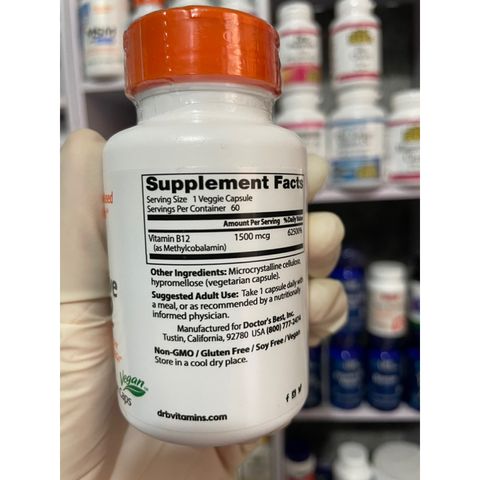 [MỸ] viên vitamin B12 fully active 1,500mcg 60 viên Doctor’s Best bổ sung khoáng chất cho cơ thể