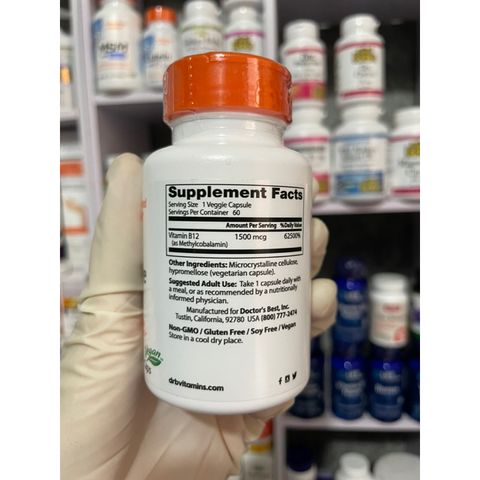 [MỸ] viên vitamin B12 fully active 1,500mcg 60 viên Doctor’s Best bổ sung khoáng chất cho cơ thể