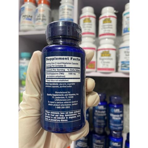 [MỸ] Viên TMG (Trimethylglycine) 500mg 60 viên liquid vegetarian Life Extension hỗ trợ chức năng gan & sức khỏe tim mạch