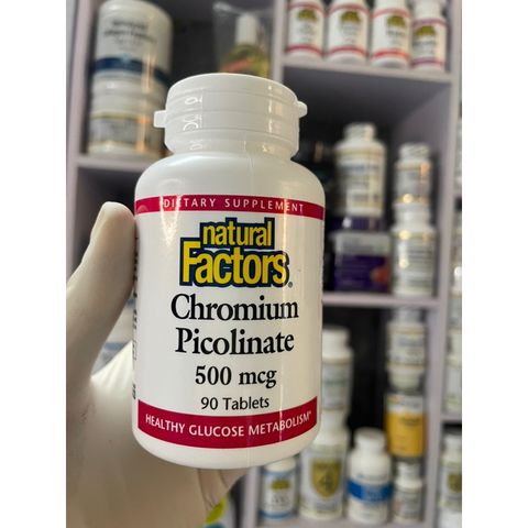 [MỸ] bổ sung Chromium Picolinate 500mcg 90viên Natural Factors giảm cơn đói & thèm ăn