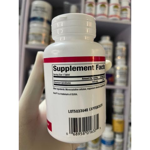 [MỸ] bổ sung Chromium Picolinate 500mcg 90viên Natural Factors giảm cơn đói & thèm ăn