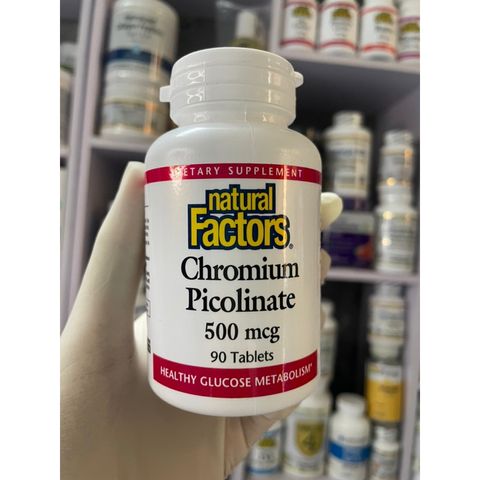 [MỸ] bổ sung Chromium Picolinate 500mcg 90viên Natural Factors giảm cơn đói & thèm ăn
