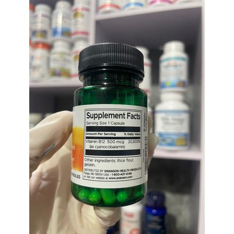 [MỸ] Viên Vitamin B12 30 viên Swanson 500mcg bổ sung khoáng chất cho cơ thể