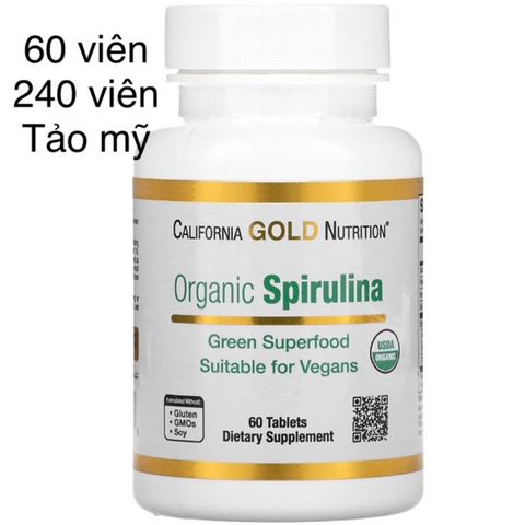 [MỸ ] viên Tảo xoắn Spirulina hữu cơ California Gold Nutrition