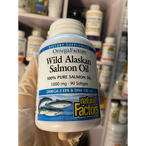[MỸ] viên Omega-3 EPA & DHA 150 mg Wild alaskan salmon oil chiết xuất cá hồi hoang dã 90 viên 1000mg Natural factors