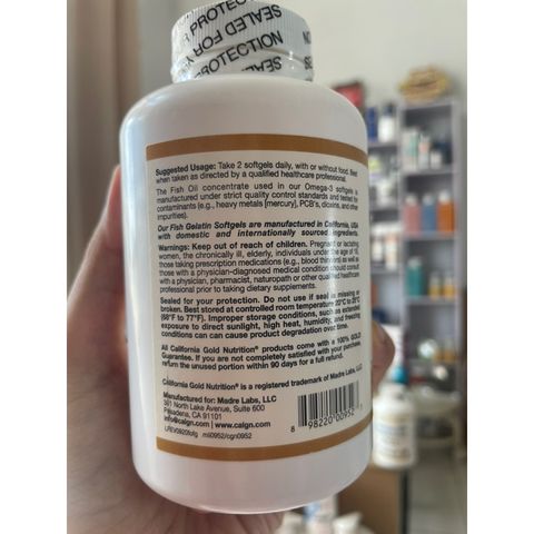 [Mỹ] viên Premium Omega-3 Fish Oil California Gold Nutrition 100 viên giúp làm đẹp da tóc cải thiện mắt, giấc ngủ.