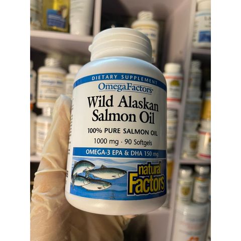 [MỸ] viên Omega-3 EPA & DHA 150 mg Wild alaskan salmon oil chiết xuất cá hồi hoang dã 90 viên 1000mg Natural factors