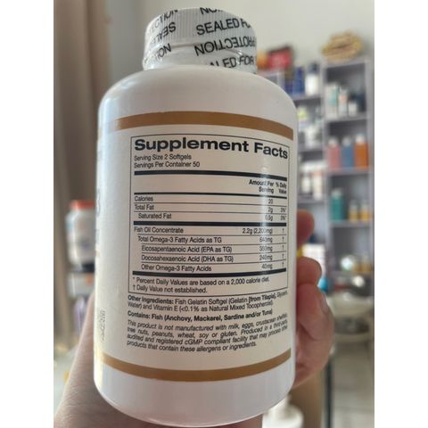 [Mỹ] viên Premium Omega-3 Fish Oil California Gold Nutrition 100 viên giúp làm đẹp da tóc cải thiện mắt, giấc ngủ.