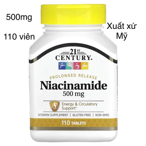 [MỸ] viên Niacinamide 500mg 21st Century 110 viên giúp bổ sung vitamin