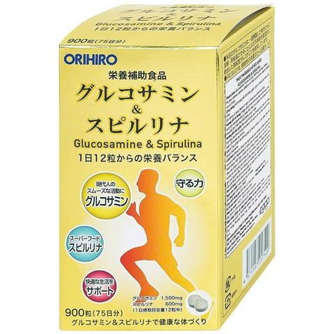 [Hàng Nhập khẩu] Viên uống Orihiro Glucosamine and Spirulna 900 viên - Nhật Bản-Viên uống tăng tiết dịch khớp giảm thoái hóa khớp